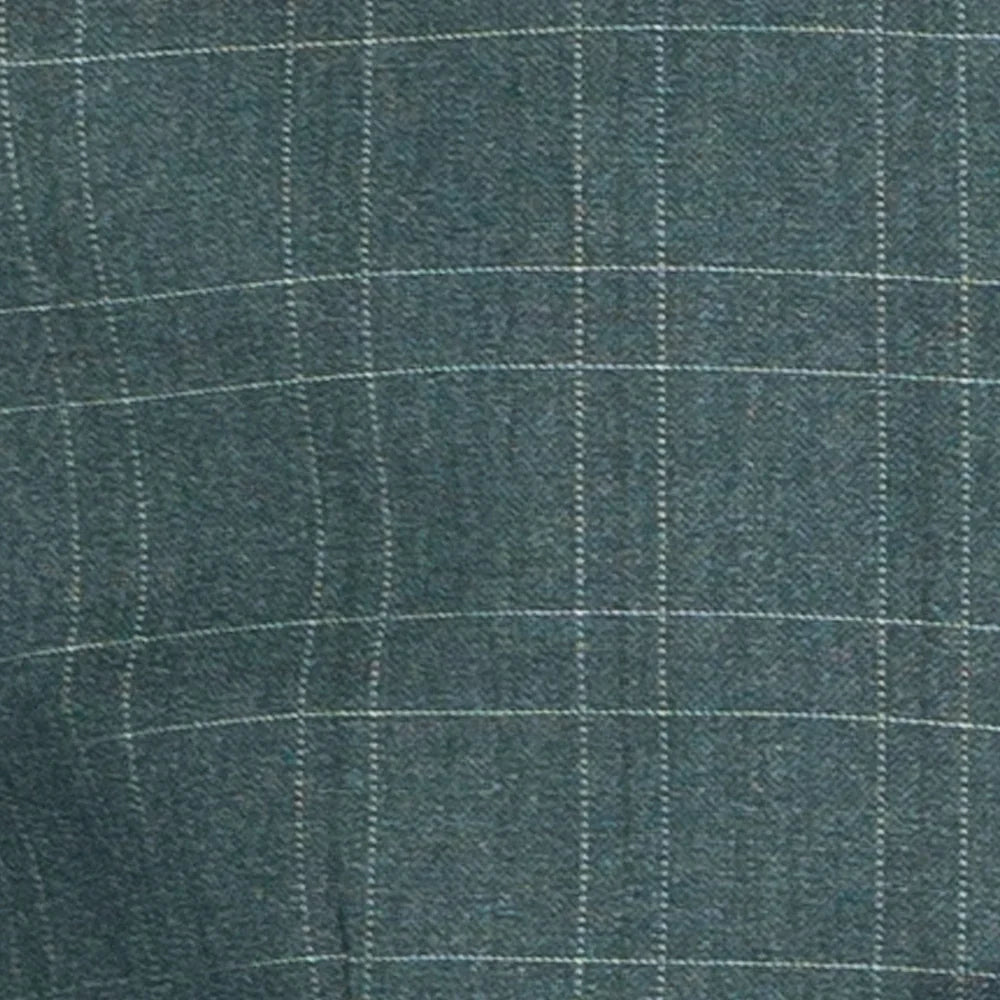 Men's Forest Green Windowpane Three Piece Suit