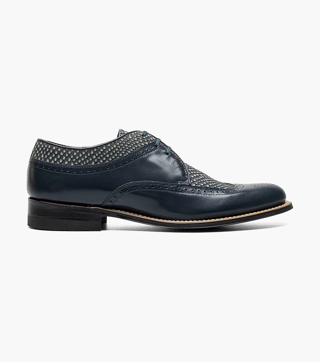Stacy Adams DAYTON Python Print Wingtip Oxford Navy by Stacy Adams Shoes - 7