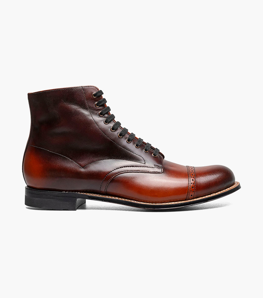 Stacy Adams MADISON Cap Toe Lace Up Boot Cognac by Stacy Adams Shoes - 7