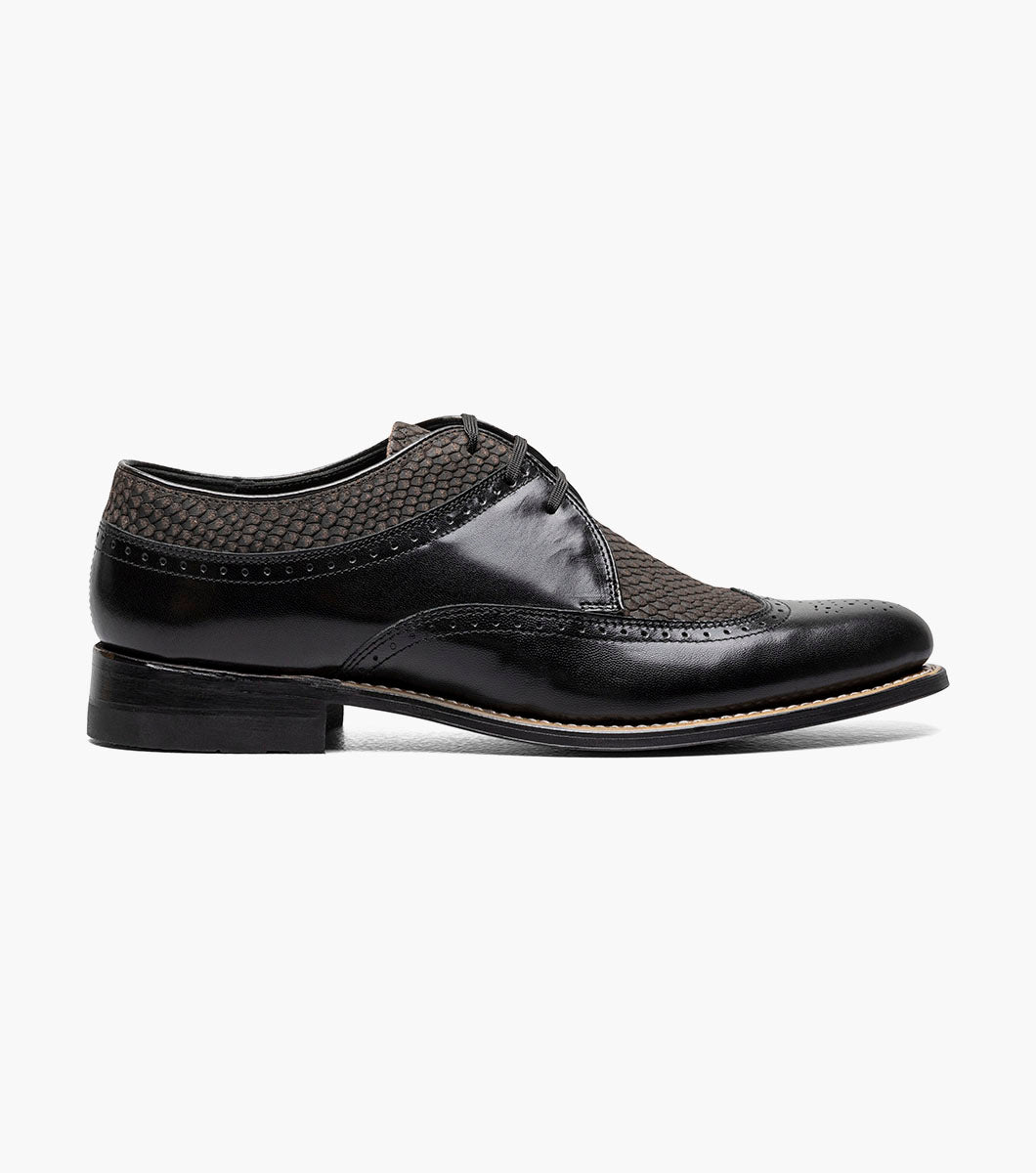 Stacy Adams DAYTON Python Print Wingtip Oxford Black/Gray by Stacy Adams Shoes - 7
