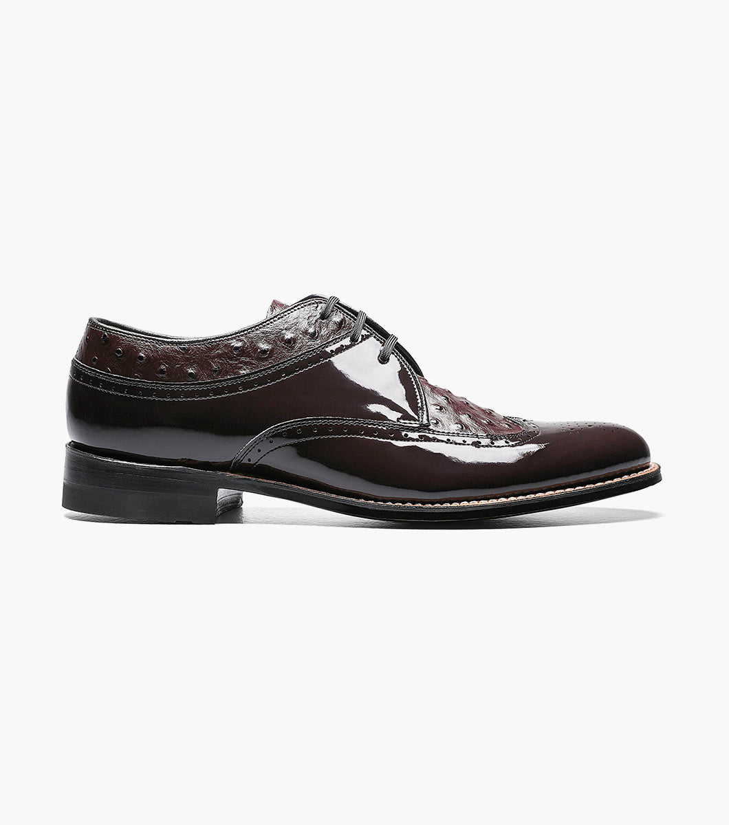 Stacy Adams DAYTON Ostrich Wingtip Oxford Burgundy by Stacy Adams Shoes - 7