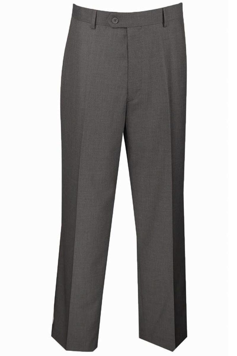 Mens Modern Fit Flat Front Dress Slacks in Charcoal - 28W
