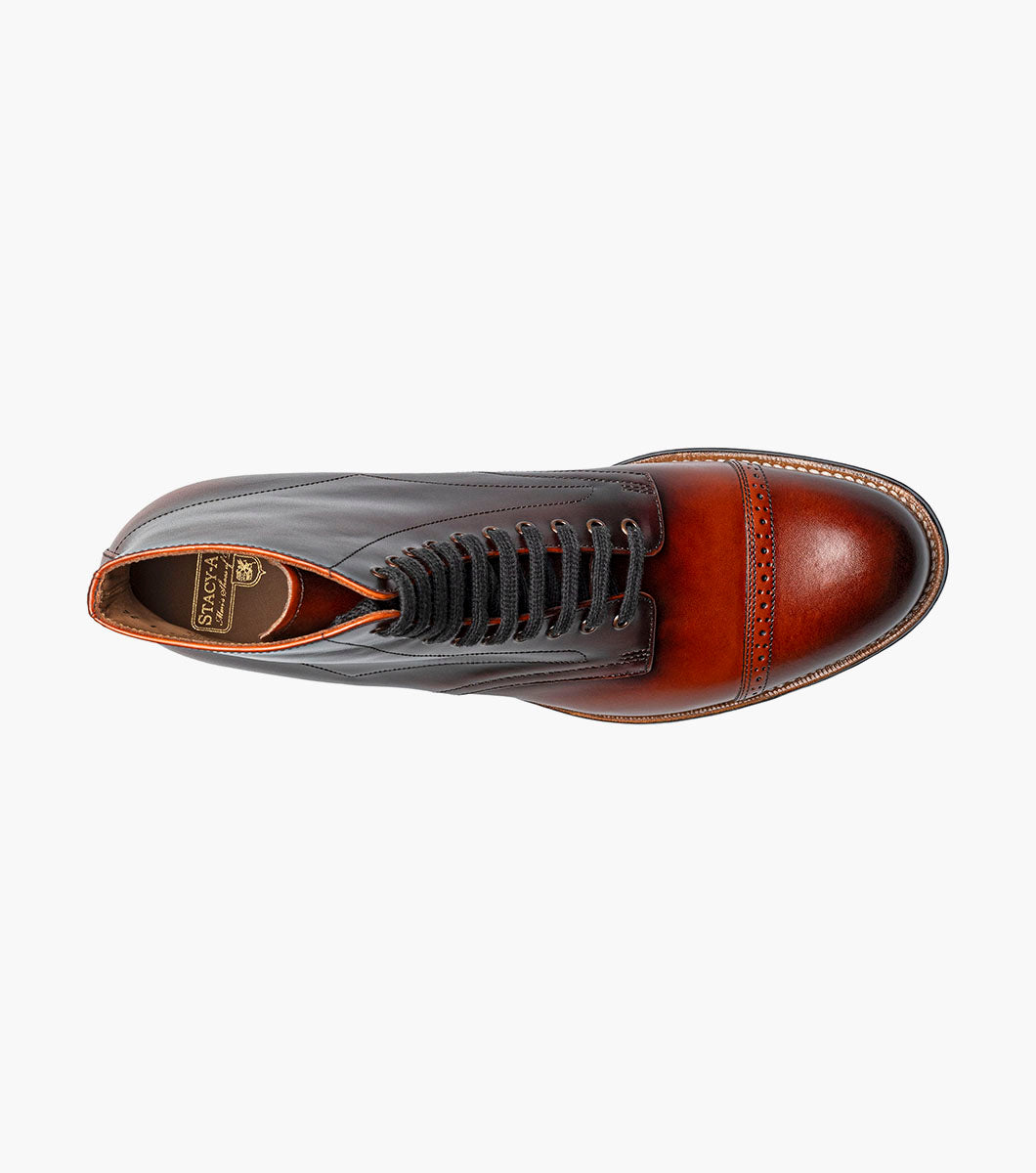 Stacy Adams MADISON Cap Toe Lace Up Boot Cognac by Stacy Adams Shoes - 7
