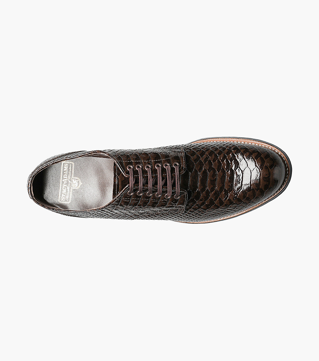 Stacy Adams MADISON Anaconda Plain Toe Oxford Brown by Stacy Adams Shoes - 7