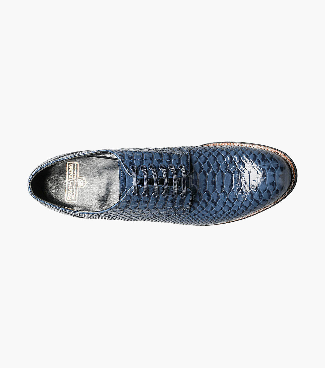Stacy Adams MADISON Anaconda Plain Toe Oxford Blue by Stacy Adams Shoes - 7