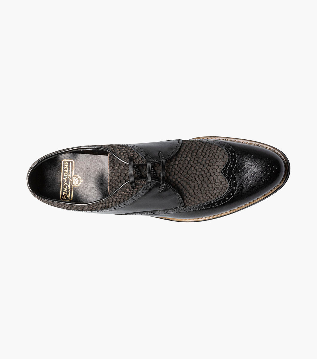 Stacy Adams DAYTON Python Print Wingtip Oxford Black/Gray by Stacy Adams Shoes - 7