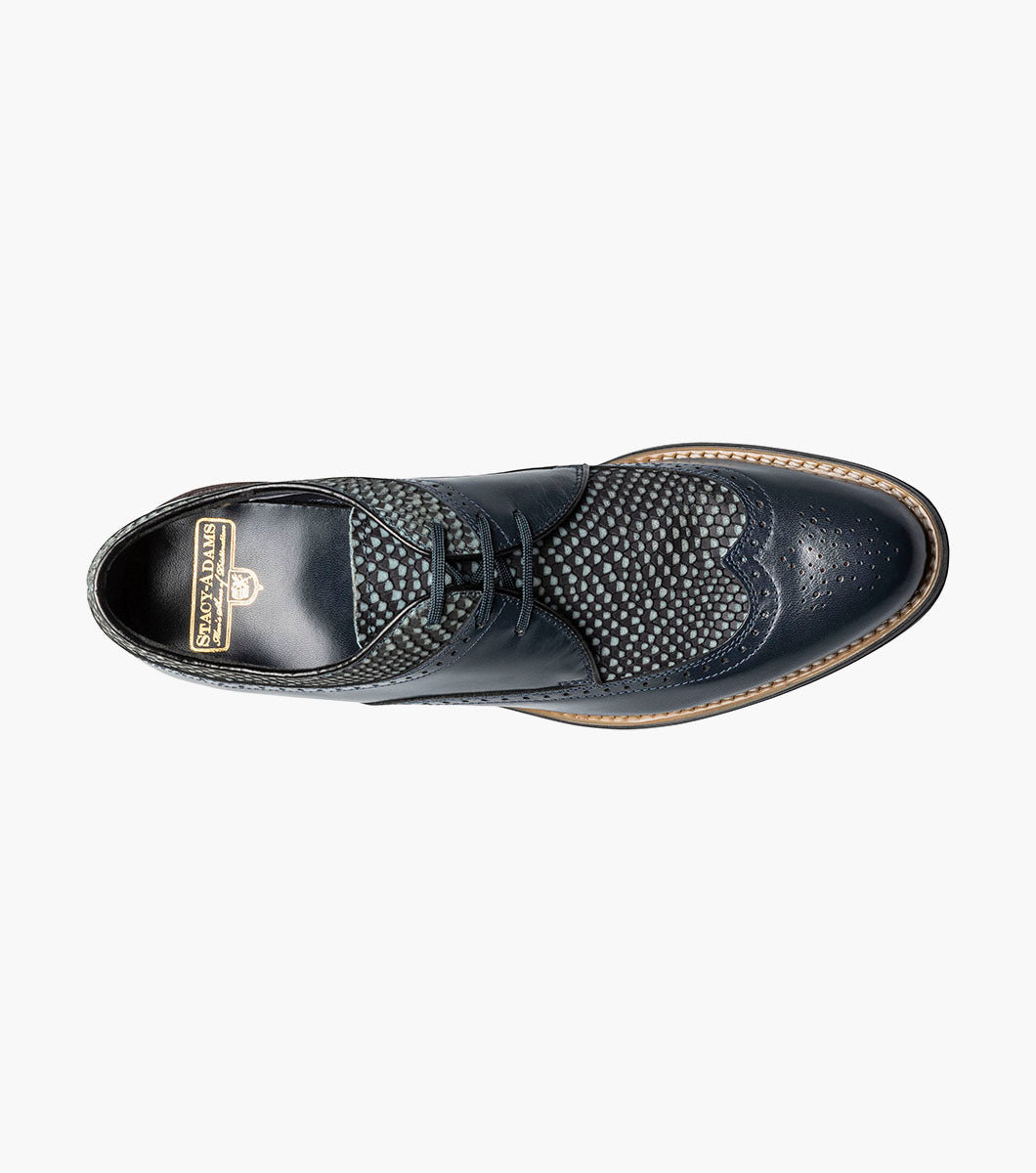 Stacy Adams DAYTON Python Print Wingtip Oxford Navy by Stacy Adams Shoes - 7