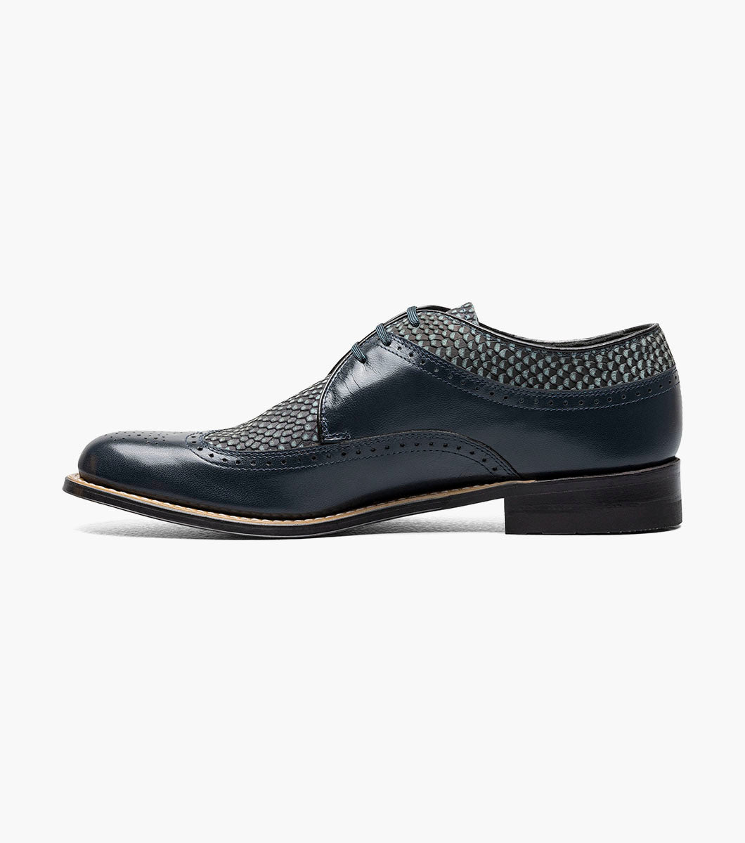 Stacy Adams DAYTON Python Print Wingtip Oxford Navy by Stacy Adams Shoes - 7