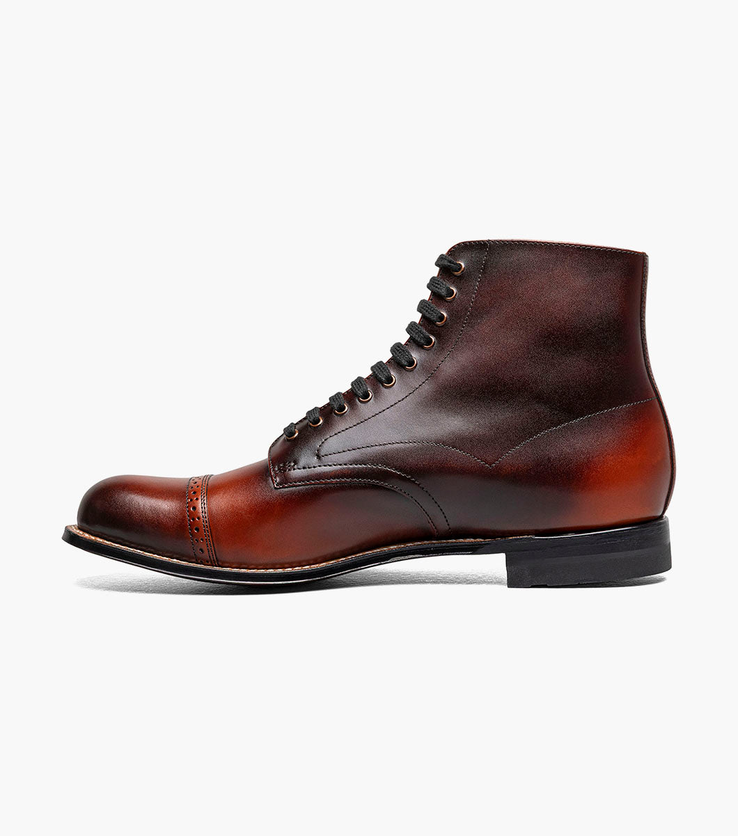 Stacy Adams MADISON Cap Toe Lace Up Boot Cognac by Stacy Adams Shoes - 7