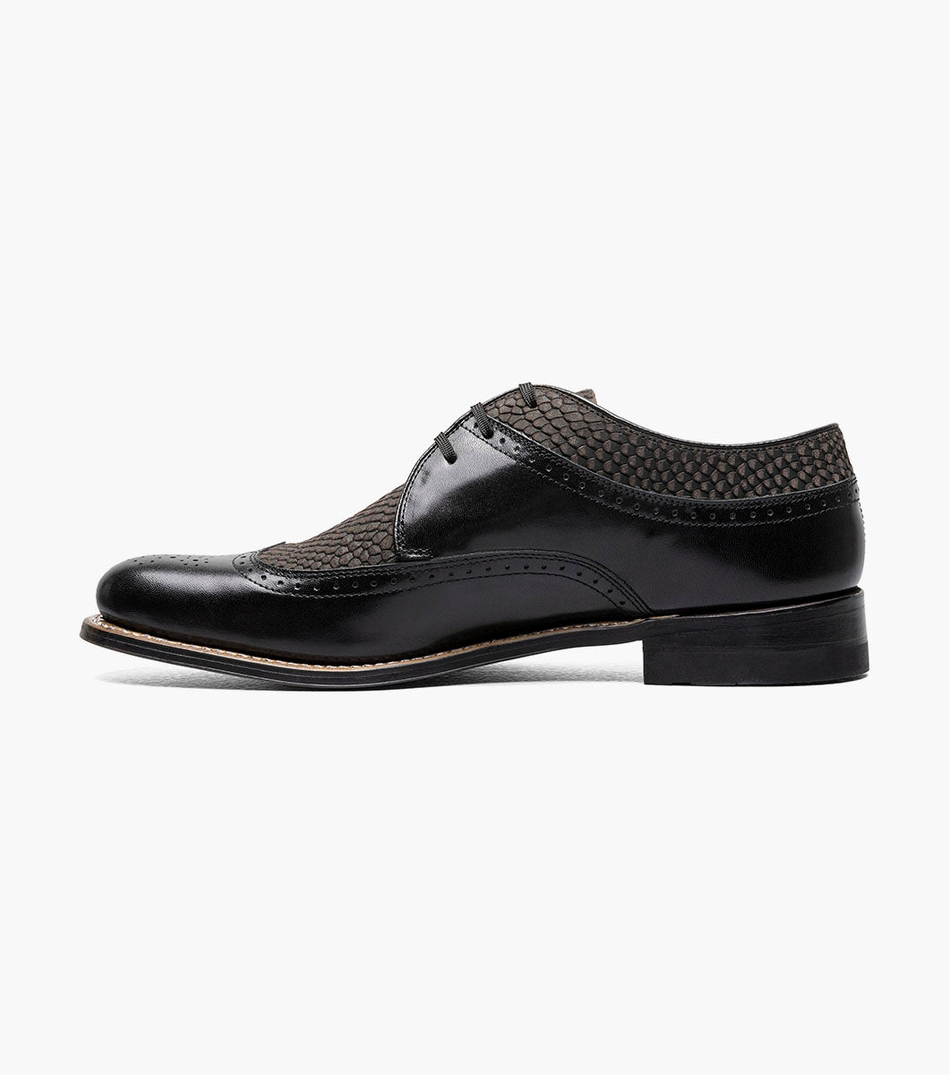 Stacy Adams DAYTON Python Print Wingtip Oxford Black/Gray by Stacy Adams Shoes - 7