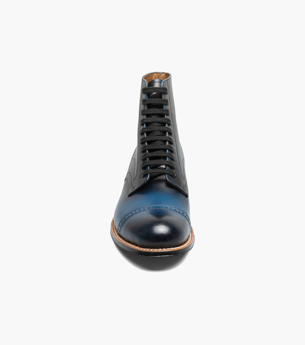 Stacy Adams MADISON Cap Toe Lace Up Boot Blue by Stacy Adams Shoes
