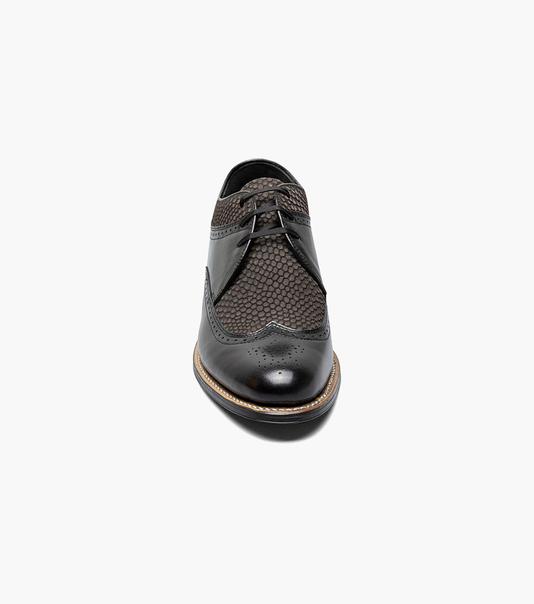 Stacy Adams DAYTON Python Print Wingtip Oxford Black/Gray by Stacy Adams Shoes - 7