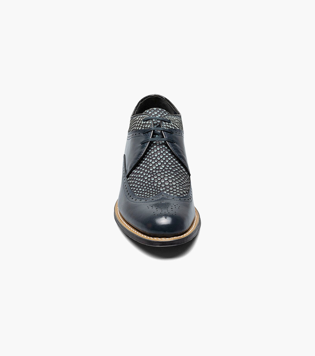 Stacy Adams DAYTON Python Print Wingtip Oxford Navy by Stacy Adams Shoes - 7