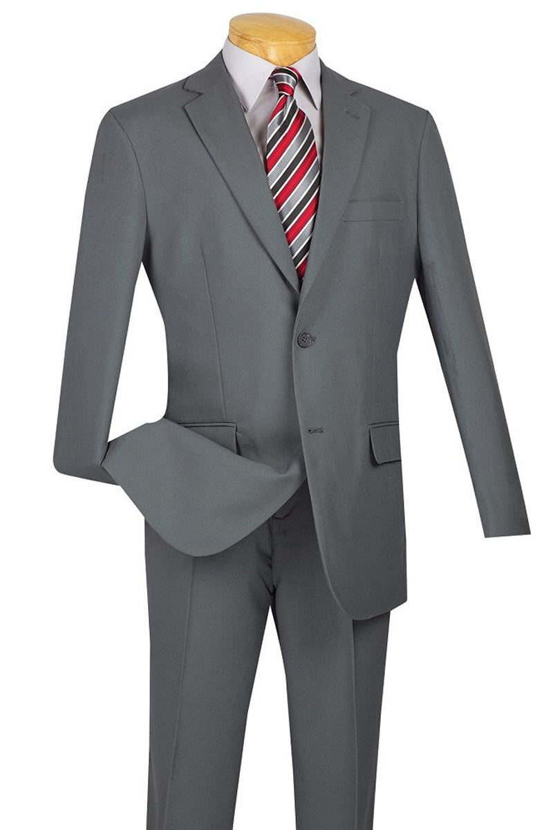 "Light Grey Modern Fit Two-Button Poplin Men's Suit" - 34 Regular