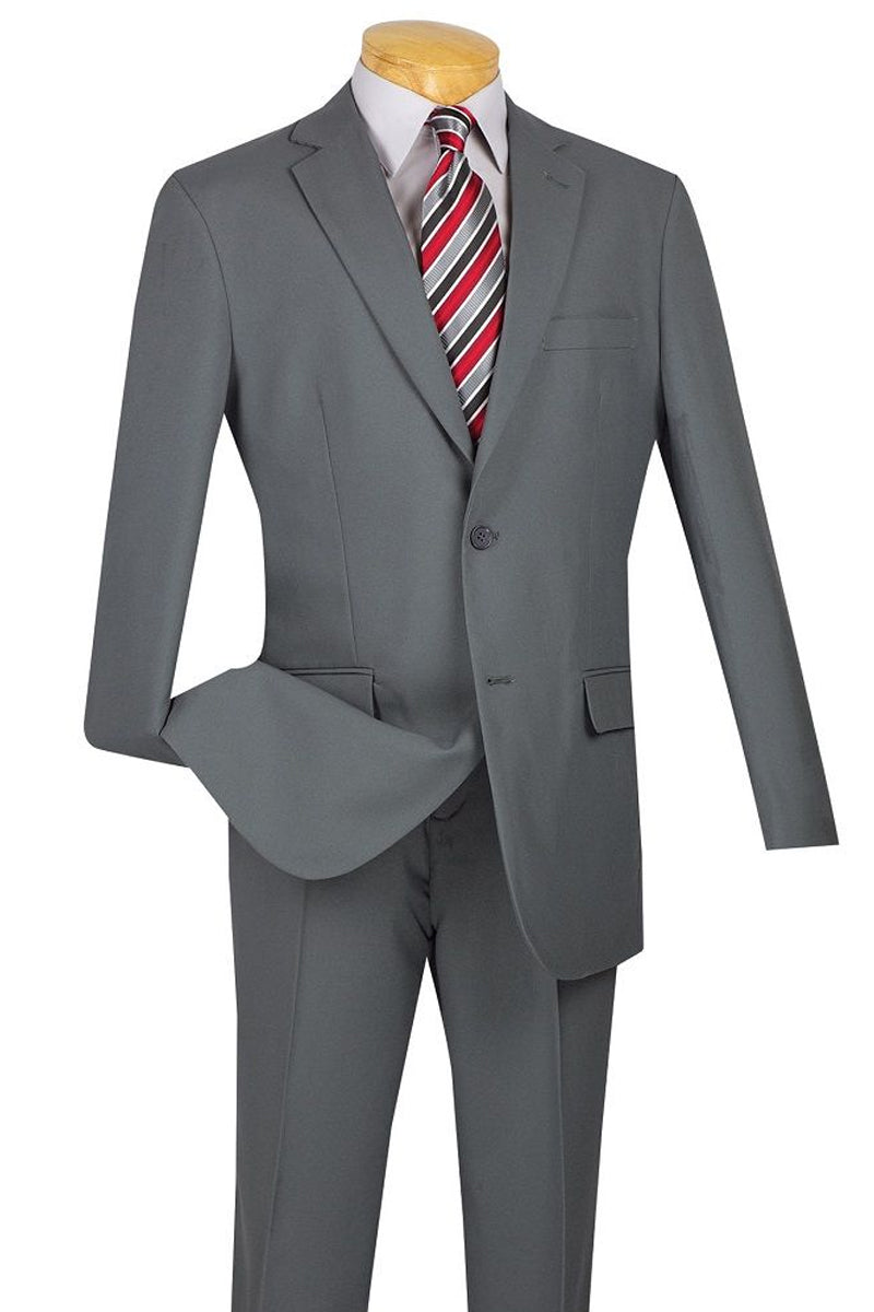 "Light Grey Modern Fit Two-Button Poplin Men's Suit"