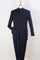 "Navy Men's Suit with Mandarin Banded Collar & French Front"