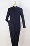 "Navy Men's Suit with Mandarin Banded Collar & French Front"