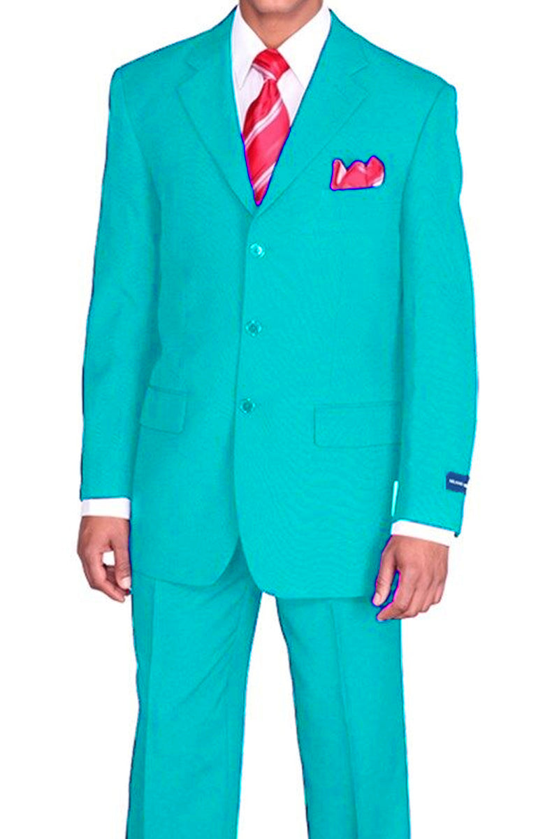 "Classic Fit Men's 3-Button Poplin Suit in Sky Blue" - 46 Long