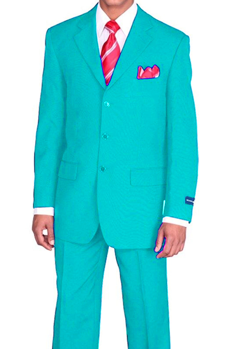 "Classic Fit Men's 3-Button Poplin Suit in Sky Blue"