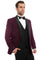"Burgundy Men's Tuxedo with Satin Trimmed Shawl Lapel - One Button Vested"