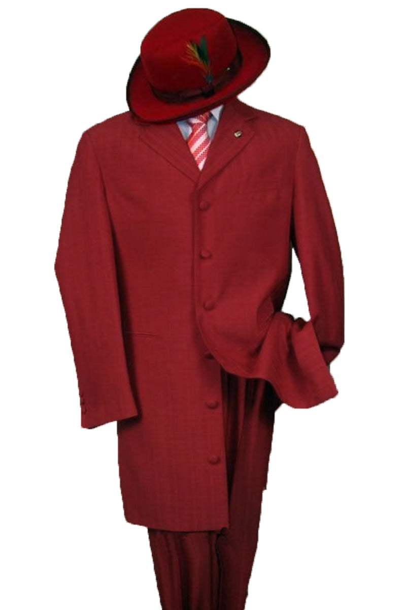 "Burgundy Zoot Suit for Men - 2PC Classic Long Fashion"