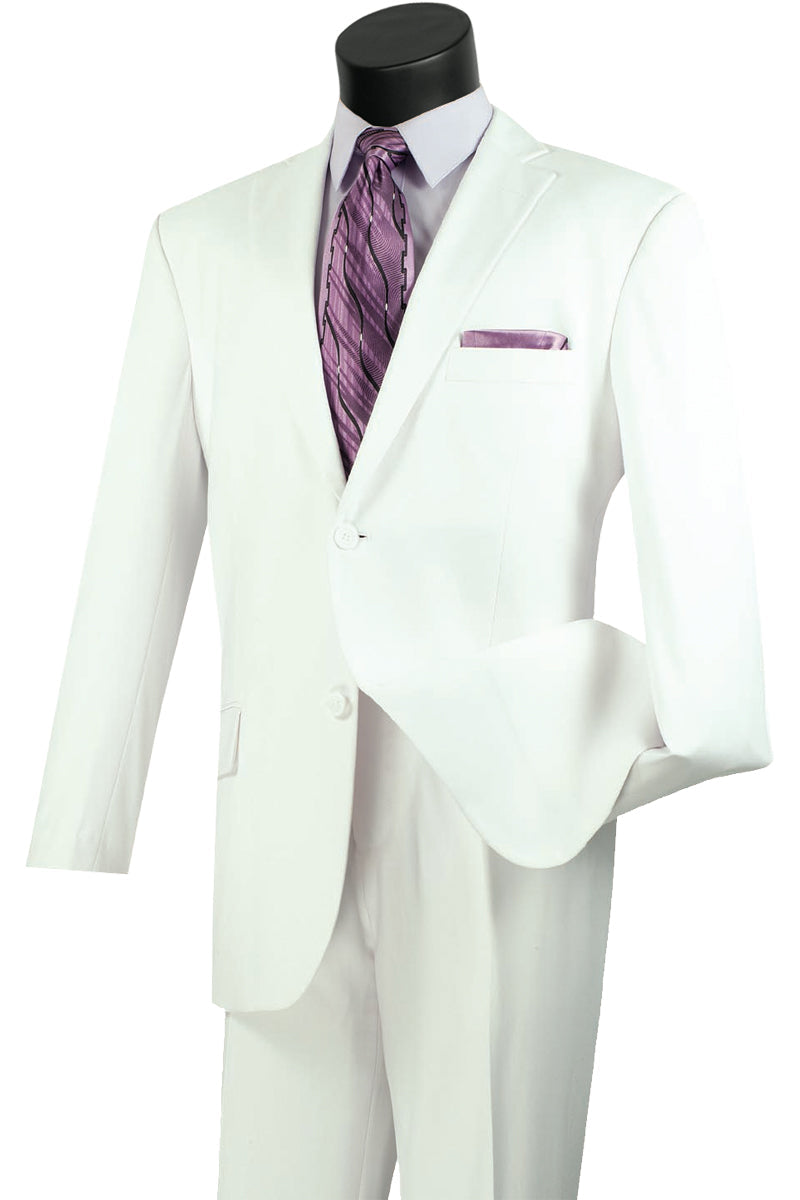 Mens 2 Button Classic Fit Pleated Pant Suit in White - 36 Short