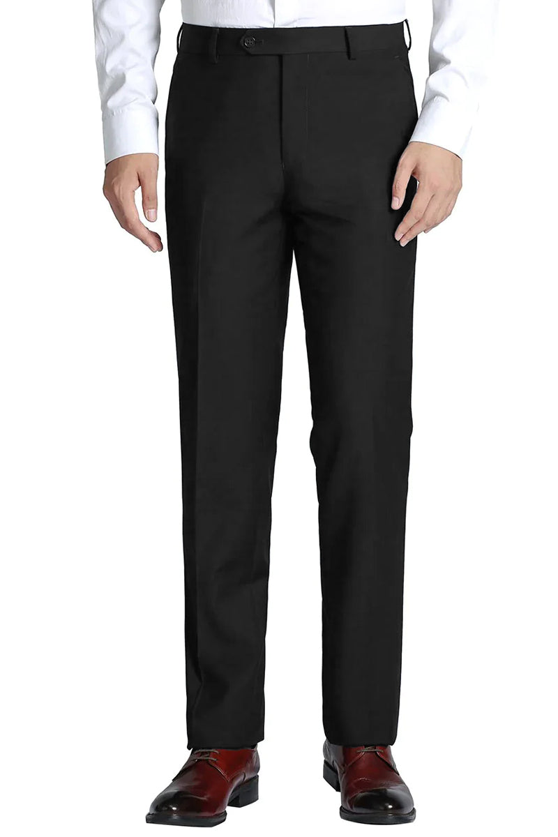 "Black Slim Fit Wool Dress Pants for Men - Stylish & Comfortable" - 30Wx30L