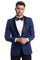 "Blue Men's Skinny Fit Shawl Tuxedo - One Button Prom 2025 Suit"