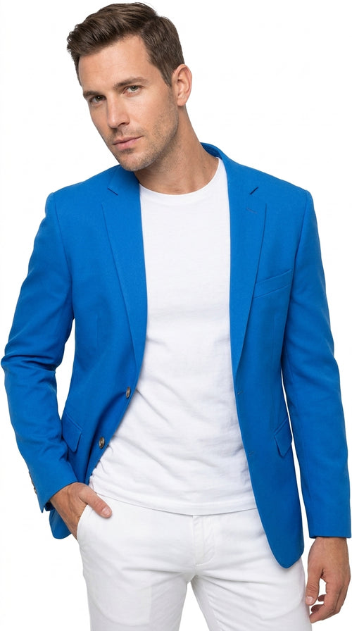 Men’s Bright Blue Club Blazer – Ted Lasso Inspired Classic Two-Button Sport Coat