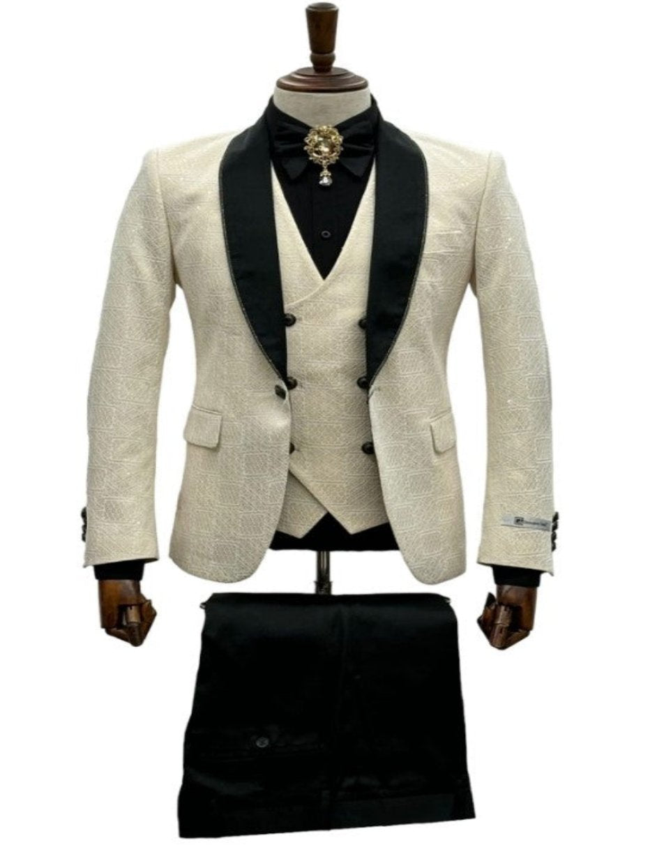 Ivory Wedding Suit - Cream Tuxedo Suit - Ivory Dinner Jacket Plus Pants - Coat Size 38