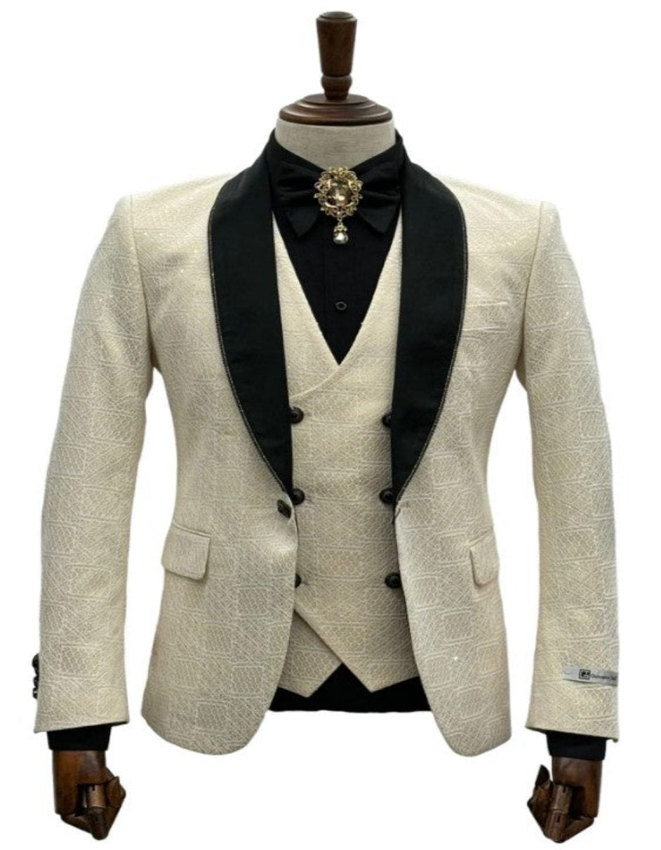 Ivory Wedding Suit - Cream Tuxedo Suit - Ivory Dinner Jacket Plus Pants - Coat Size 38