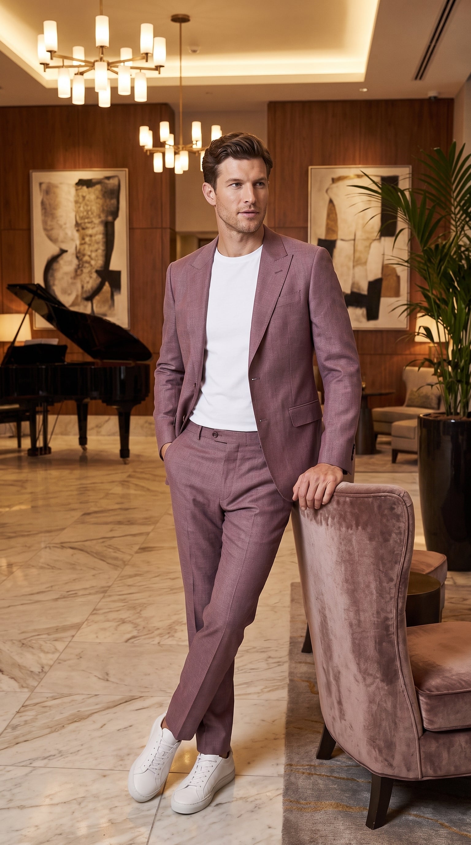 Men’s Mauve 2-Piece Suit – Classic Two-Button Wedding, Prom and Business Suit - 34 Short or Extra Small