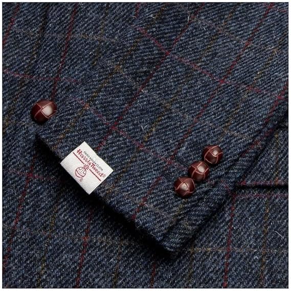Walker and Hawkes Harris Tweed Blakemore Blazer for Men - Hand-Woven Wool Tweed Jacket with Polyester Lining, Regular Fit - 36 Short