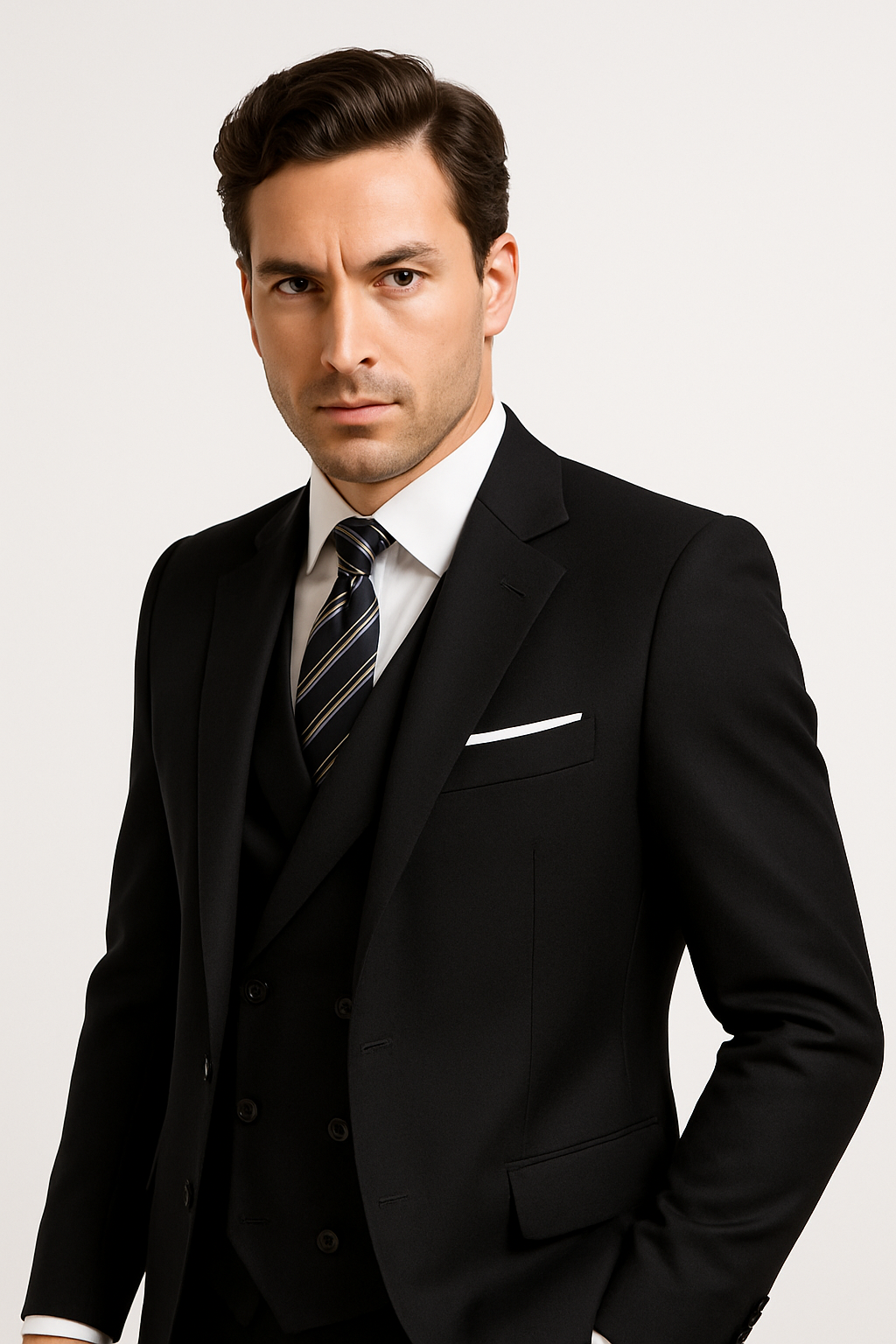 100 Percent  Black Wool Suit - Mens Classic Wool Business  Black Suits - New Arrival - 38 Short Jacket+32 Waist Adjustable 28to34)(Height: 5 4 to5 7 )(Neck  15-16.5)S-M)