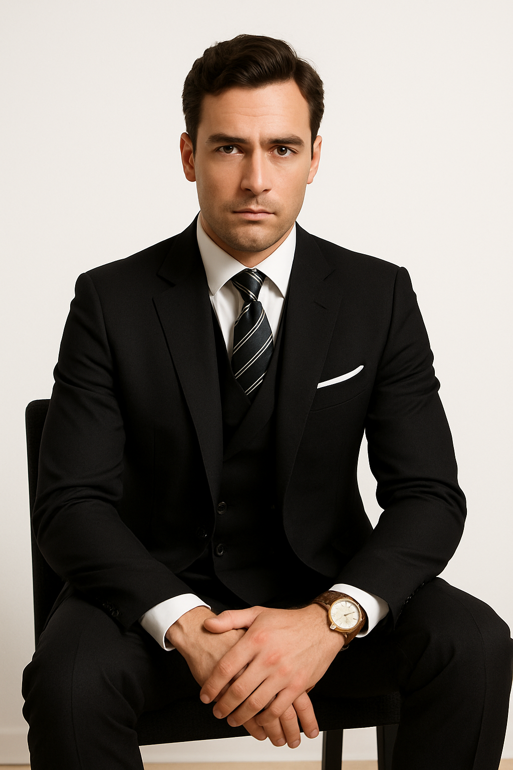 100 Percent  Black Wool Suit - Mens Classic Wool Business  Black Suits - New Arrival - 38 Short Jacket+32 Waist Adjustable 28to34)(Height: 5 4 to5 7 )(Neck  15-16.5)S-M)