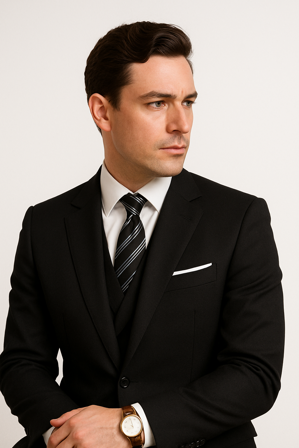 100 Percent  Black Wool Suit - Mens Classic Wool Business  Black Suits - New Arrival - 38 Short Jacket+32 Waist Adjustable 28to34)(Height: 5 4 to5 7 )(Neck  15-16.5)S-M)