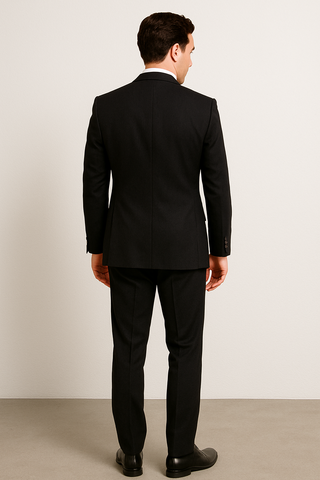 100 Percent  Black Wool Suit - Mens Classic Wool Business  Black Suits - New Arrival - 38 Short Jacket+32 Waist Adjustable 28to34)(Height: 5 4 to5 7 )(Neck  15-16.5)S-M)