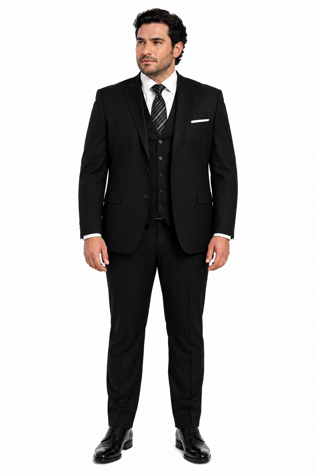 100 Percent  Black Wool Suit - Mens Classic Wool Business  Black Suits - New Arrival