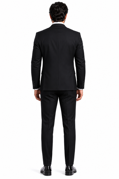 100 Percent  Black Wool Suit - Mens Classic Wool Business  Black Suits - New Arrival