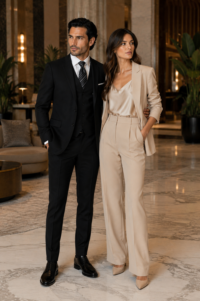 100 Percent  Black Wool Suit - Mens Classic Wool Business  Black Suits - New Arrival