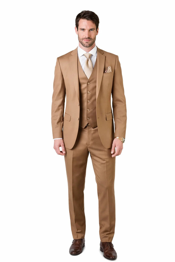 100 Percent Wool  Fit Suit - Mens Wool Business Camel Suits
