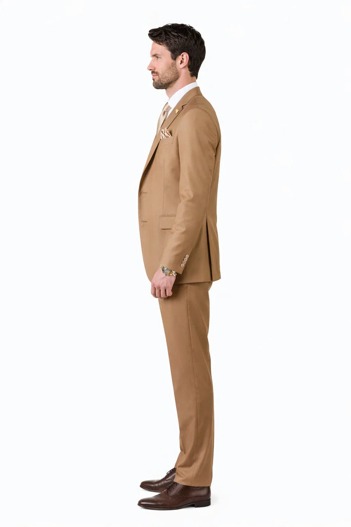 100 Percent Wool  Fit Suit - Mens Wool Business Camel Suits
