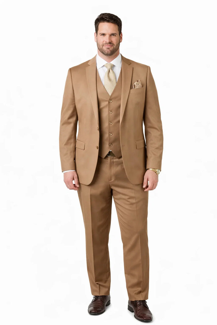100 Percent Wool  Fit Suit - Mens Wool Business Camel Suits