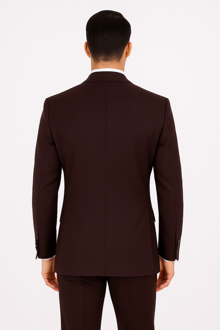 100 Percent Wool Fit Suit - Mens Wool Business EggplantSuits - New Arrival