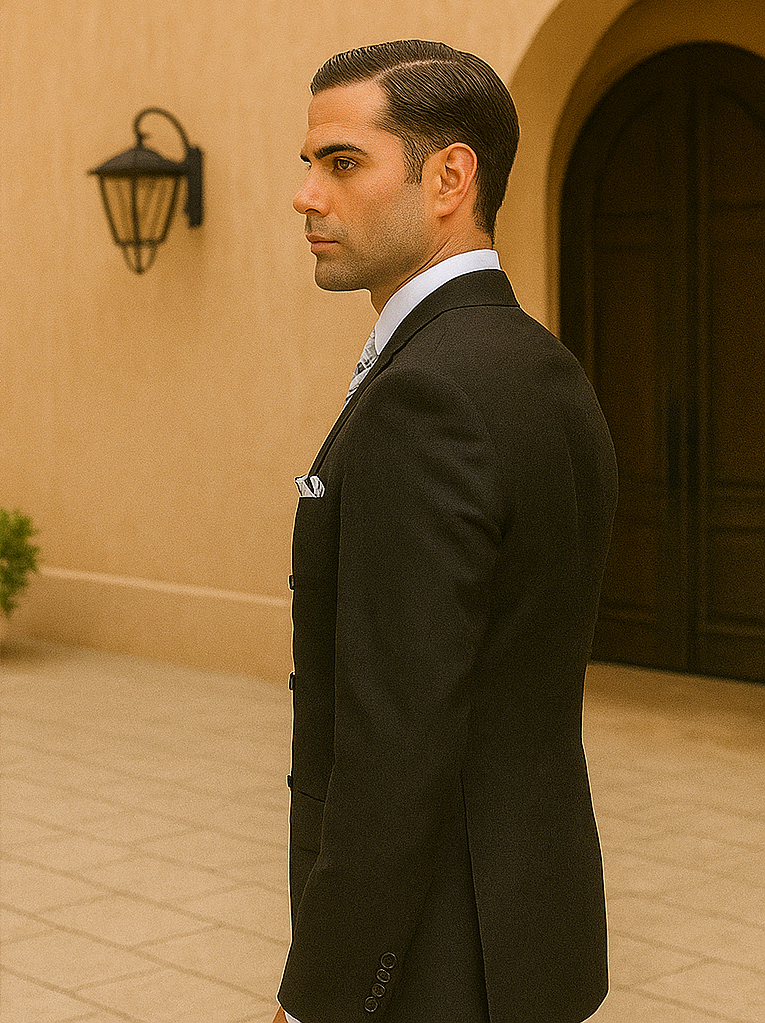 100 Percent Wool Suit - Mens Classic Wool Business  Black Suits - New Arrival - 38 Long + 32 Waist(Adjust 2" Large and amp 4")