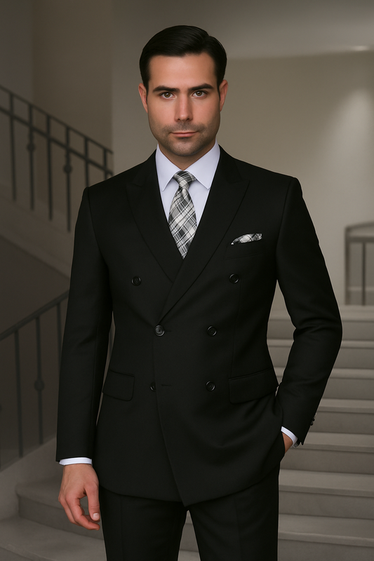 Double Breasted Suit Black