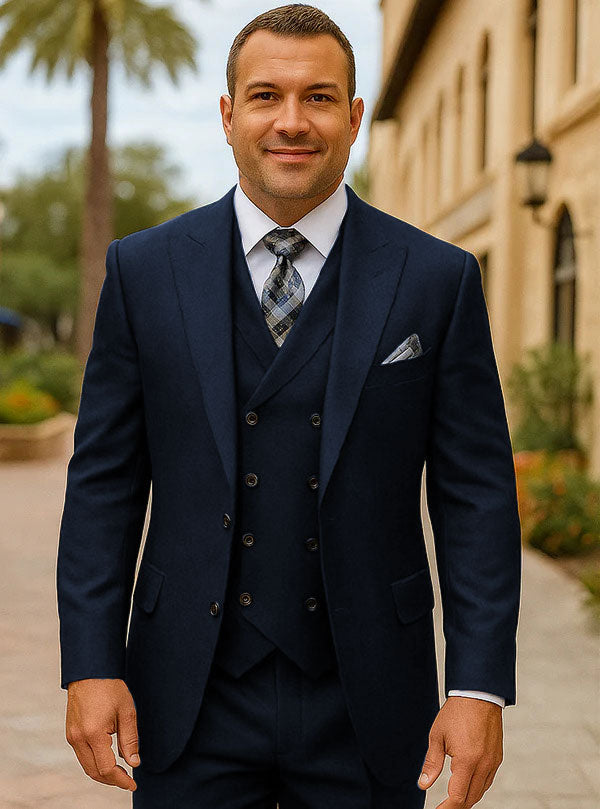 100 Percent Wool Suit - Mens Classic Business Sapphire Blue Suits - New Arrival - 38 Short Jacket+32 Waist Adjustable 28to34)(Height: 5 4 to5 7 )(Neck  15-16.5)S-M)