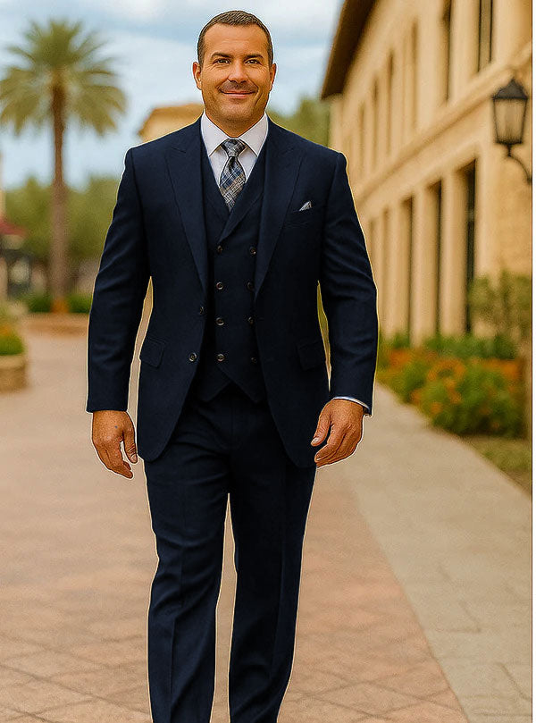 100 Percent Wool Suit - Mens Classic Business Sapphire Blue Suits - New Arrival - 38 Short Jacket+32 Waist Adjustable 28to34)(Height: 5 4 to5 7 )(Neck  15-16.5)S-M)