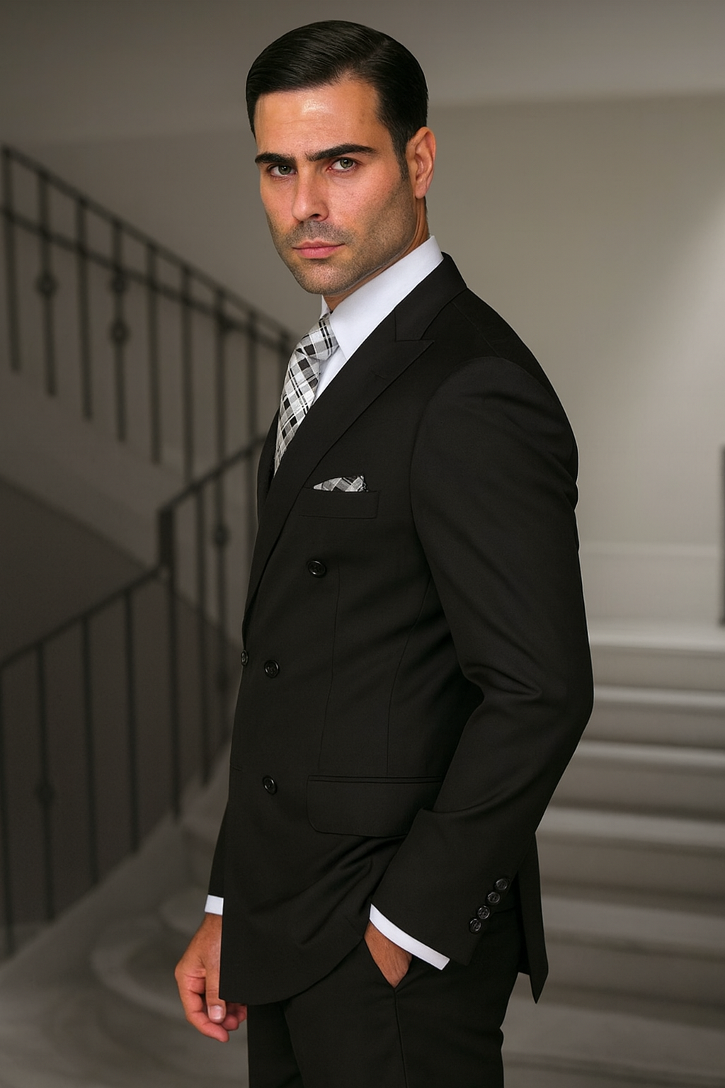 100 Percent Wool Suit - Mens Classic Wool Business  Black Suits - New Arrival - 38 Short Jacket+32 Waist Adjustable 28to34)(Height: 5 4 to5 7 )(Neck  15-16.5)S-M)