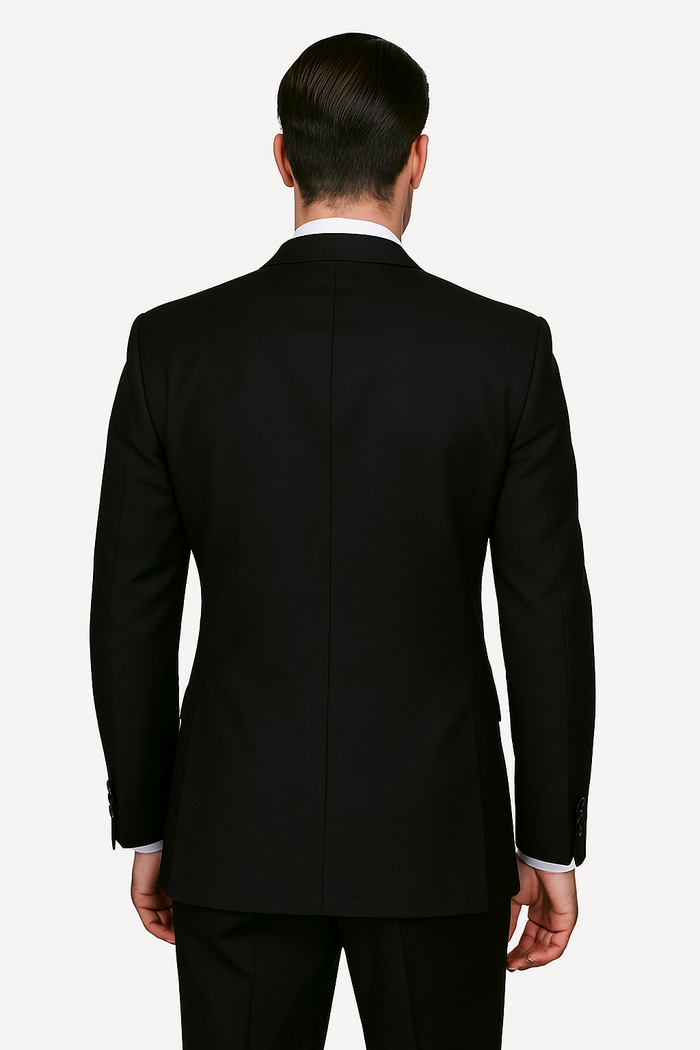 100 Percent Wool Suit - Mens Classic Wool Business  Black Suits - New Arrival
